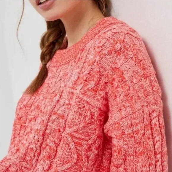 NWT Anthropologie Pilcro Jasmine Red Cable Knit Oversized Sweater - XL - Picture 3 of 9